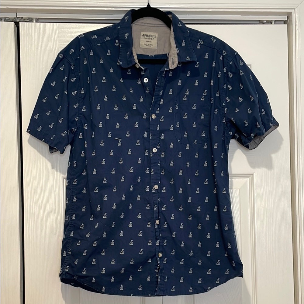Alphabeta Mens Casual Button Up Shirt Size L Preppy Capsule Ivy Old Money Staple